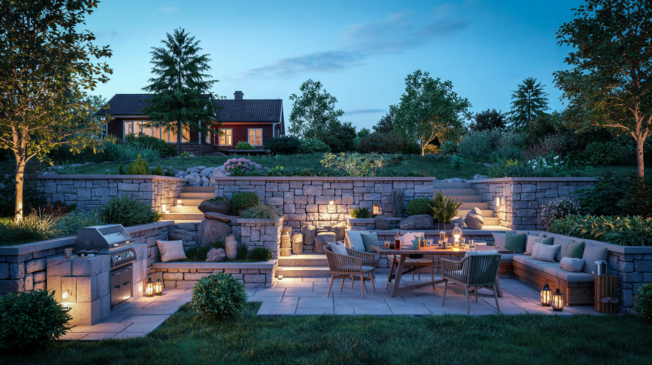 belysning utekok bbq stodmur stenlaggning